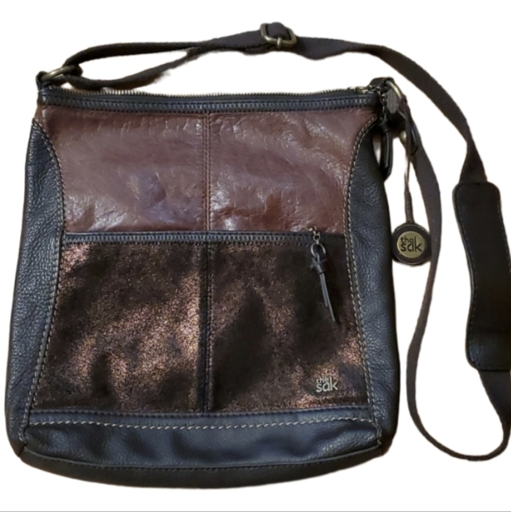 The Sak Iris Leather Brown Copper Metallic Crossbody Vintage Purse